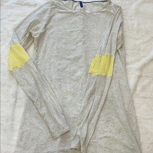 Lululemon Gray Light Weight Long Sleeve Top with Yellow Accents